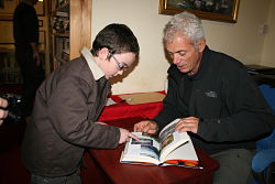Jeremy and young lad at book signing